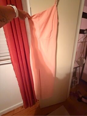 Pink Slip Midi Dress with Front Slit